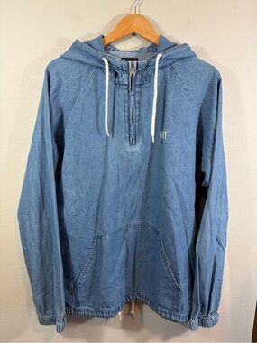 Obey jungle denim anorak jacket in light blue
